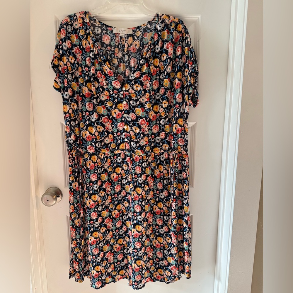 LOFT Floral Puff Sleeve Sundress
